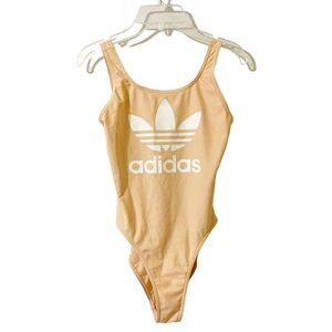 Adidas SIze S Womens Peach Sleeveless One Piece Swim Suit Low Back